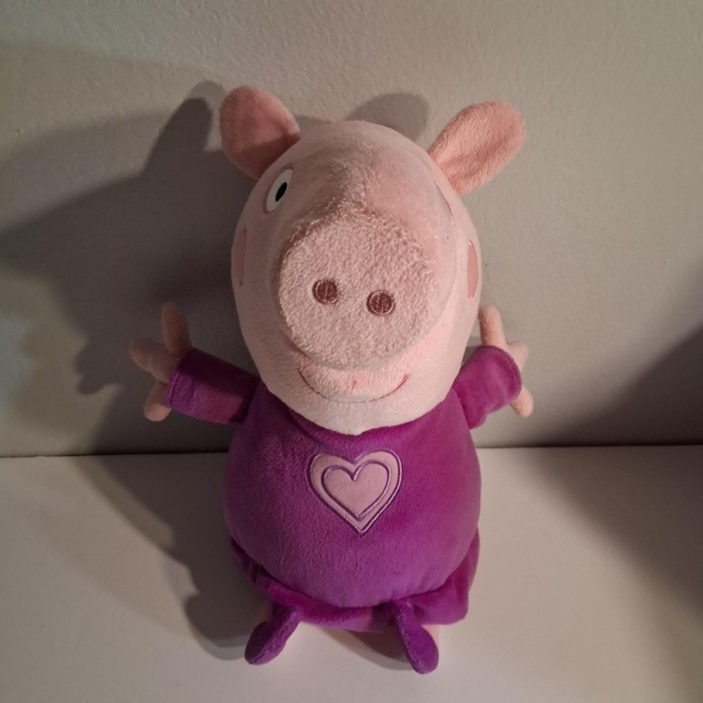 Peppa Pig plush toy in purple with pink heart design  14 inches